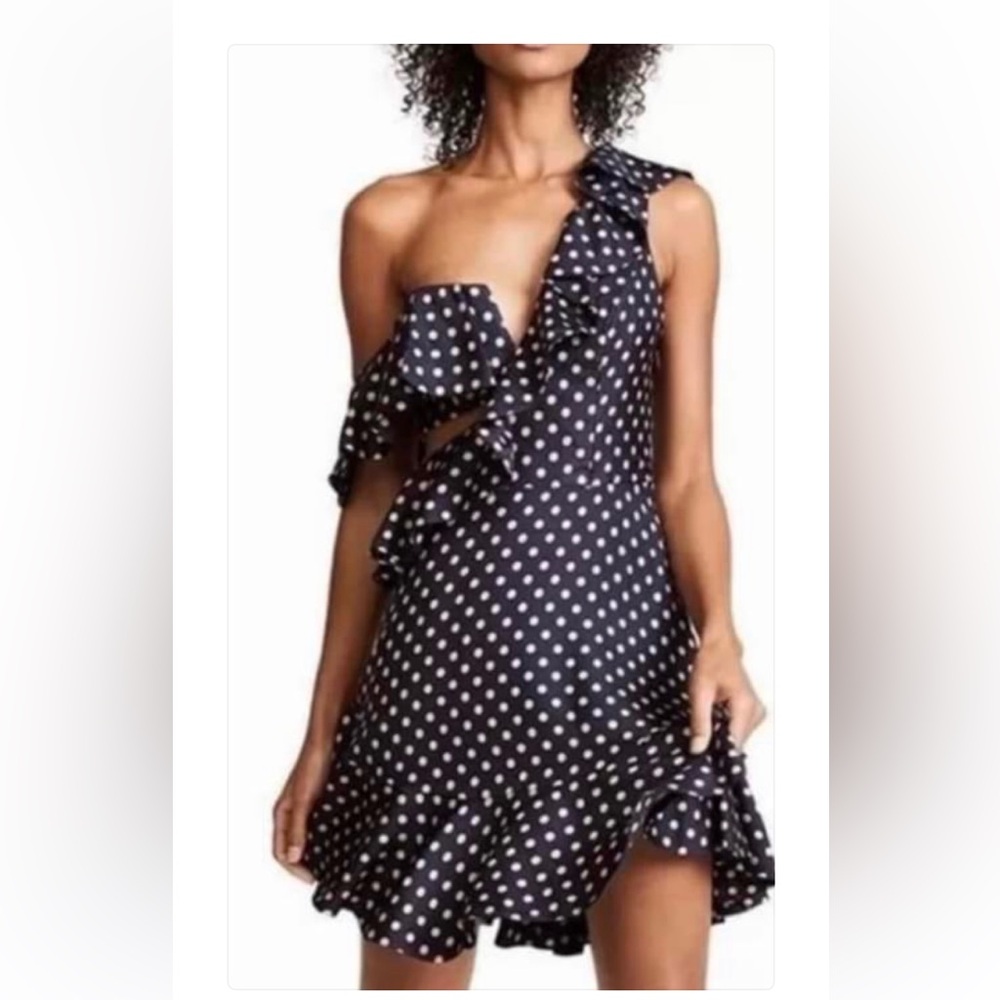 Zimmermann Rife Flounce Dress | Mini Cut Out | Polka Dot | Navy Sz 1